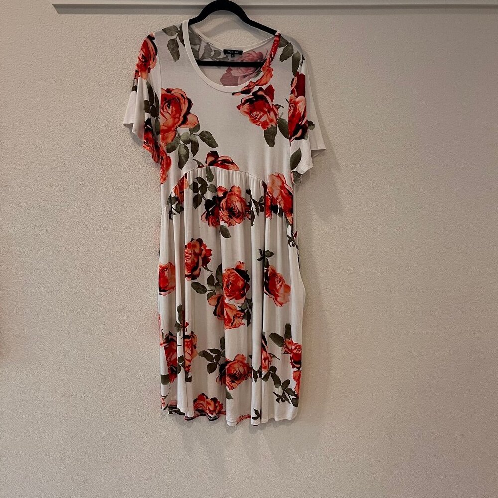 Roolee Midi Floral Pattern Knit Dress